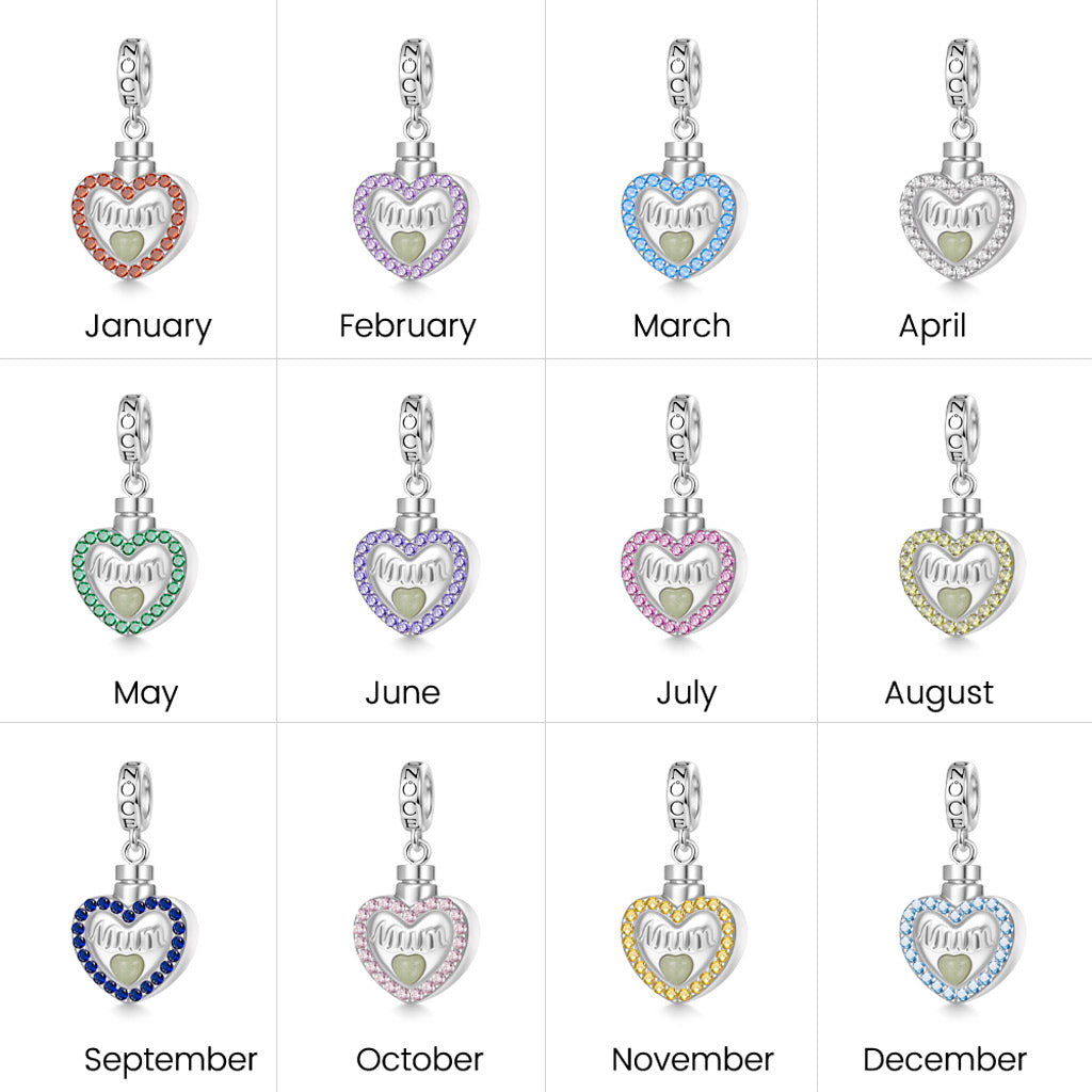 Gnoce Mum 'Forever In My Heart' Heart Memorial Urn Ashes Pendant Dangle Charm_5