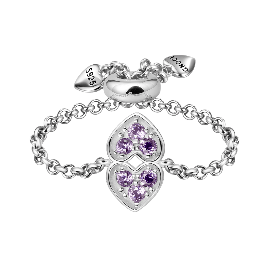 Gnoce Adjustable Chain Initial Love Ring_2