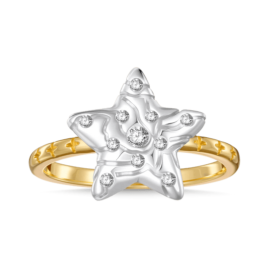 Gnoce 18k Gold-Plated Micro-inlay Rhinestone Pentagram Ring_1