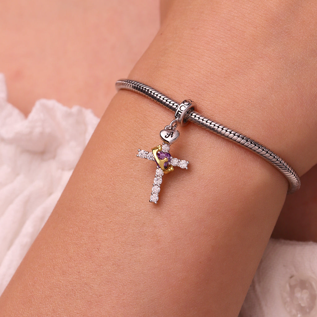 Gnoce Gold Crown of Thorns Nail Cross Pendant Dangle Charm_7