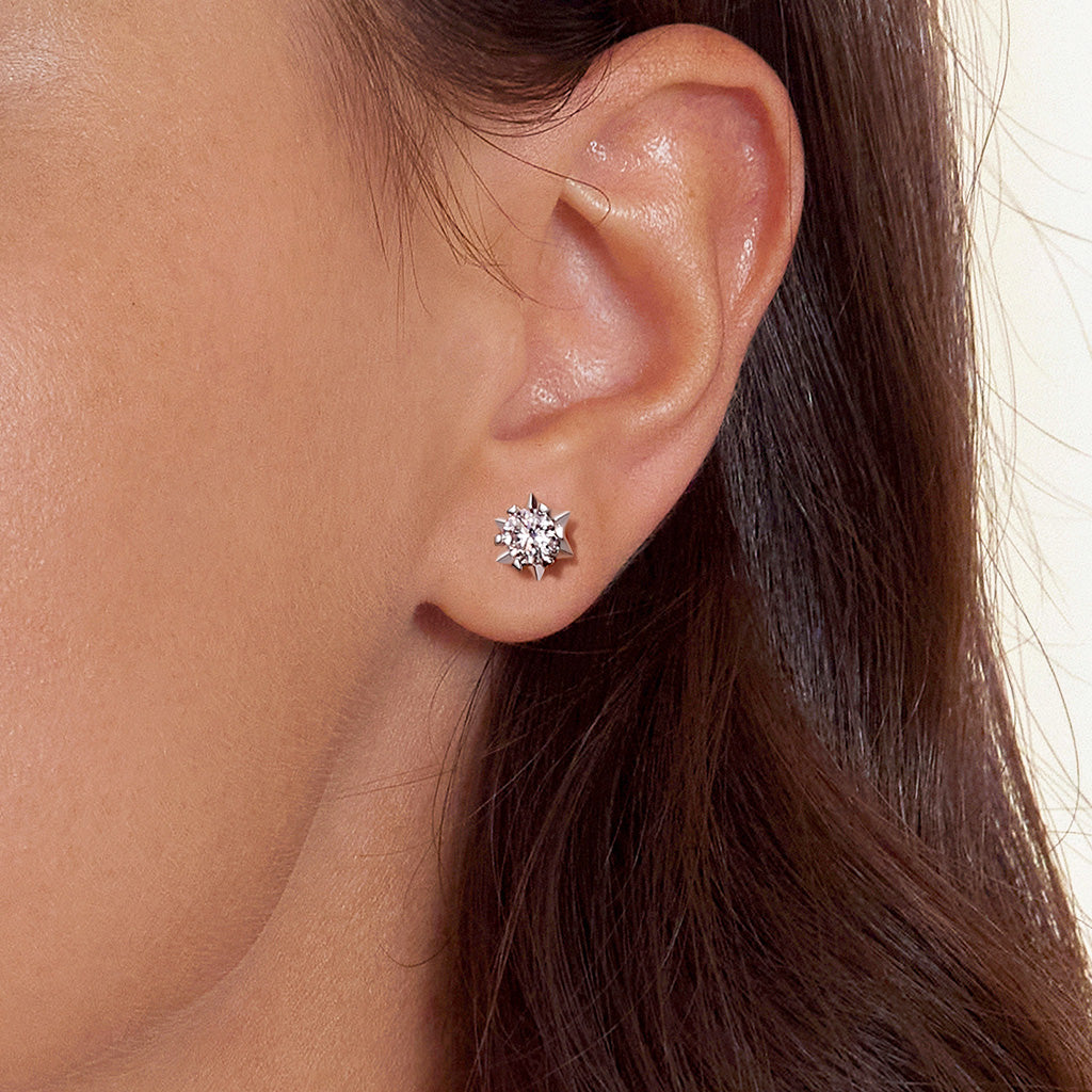 Gnoce Romantic Snowflake VVS Moissanite Stud Earring_5