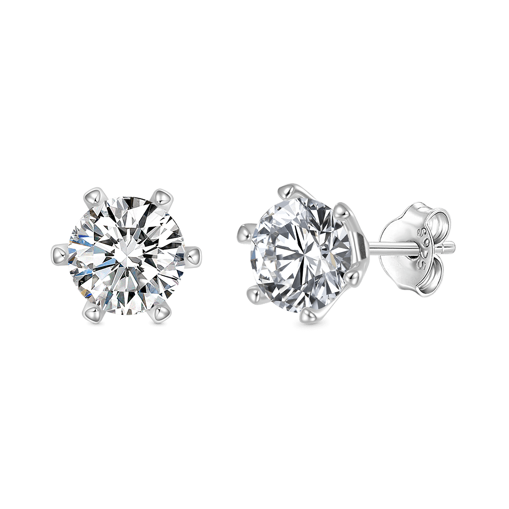 Gnoce Round Cut 925S & VVS Moissanite Stud Earrings_1