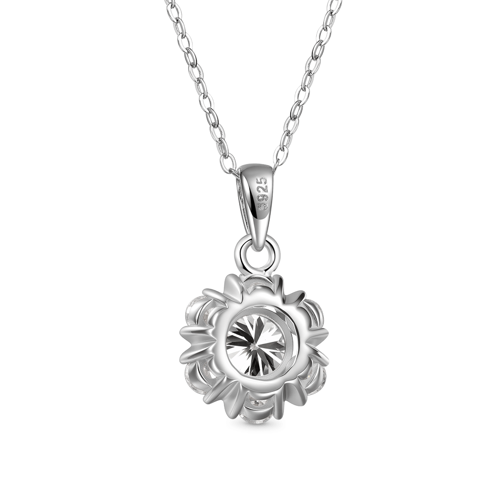 Gnoce Gorgeous 1Ct VVS Moissanite Snowflake Pendant Necklace_2