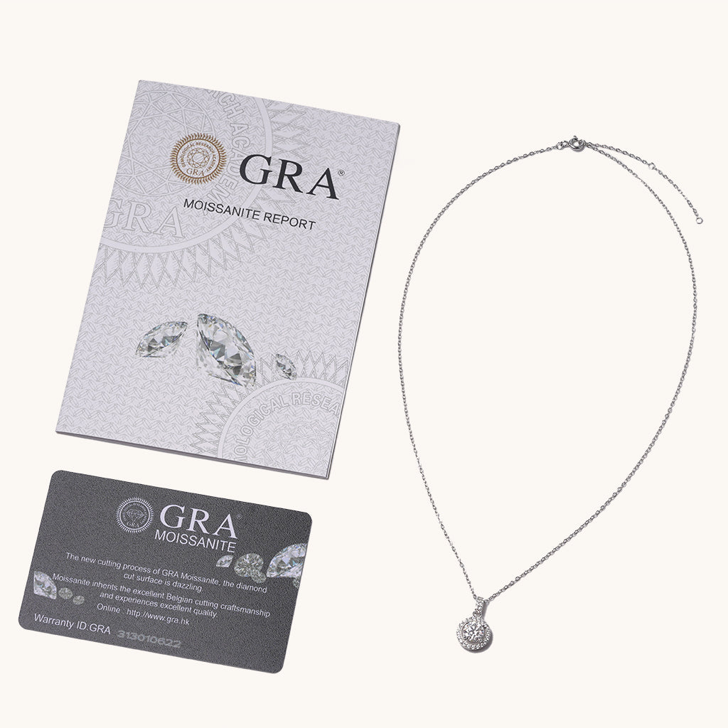 Gnoce Round Cut Rubover 925S & VVS Moissanite With Hidden Halo Necklace_3