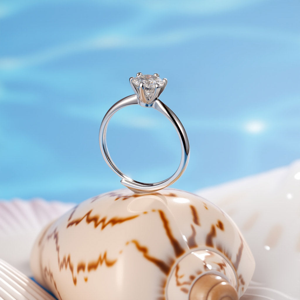 Gnoce Classic 0.5CT Round Halo 925S & VVS Moissanite Engagement Ring_3