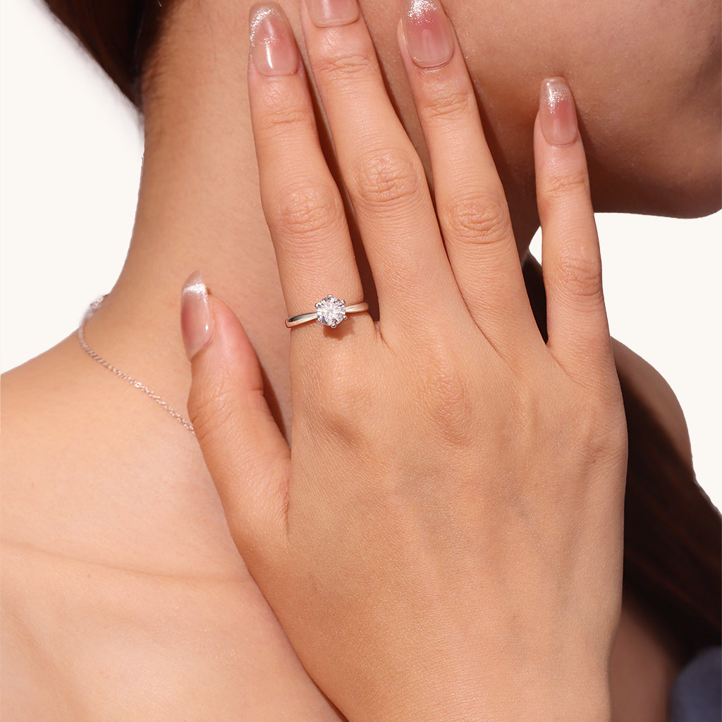 Gnoce Classic 0.5CT Round Halo 925S & VVS Moissanite Engagement Ring_5