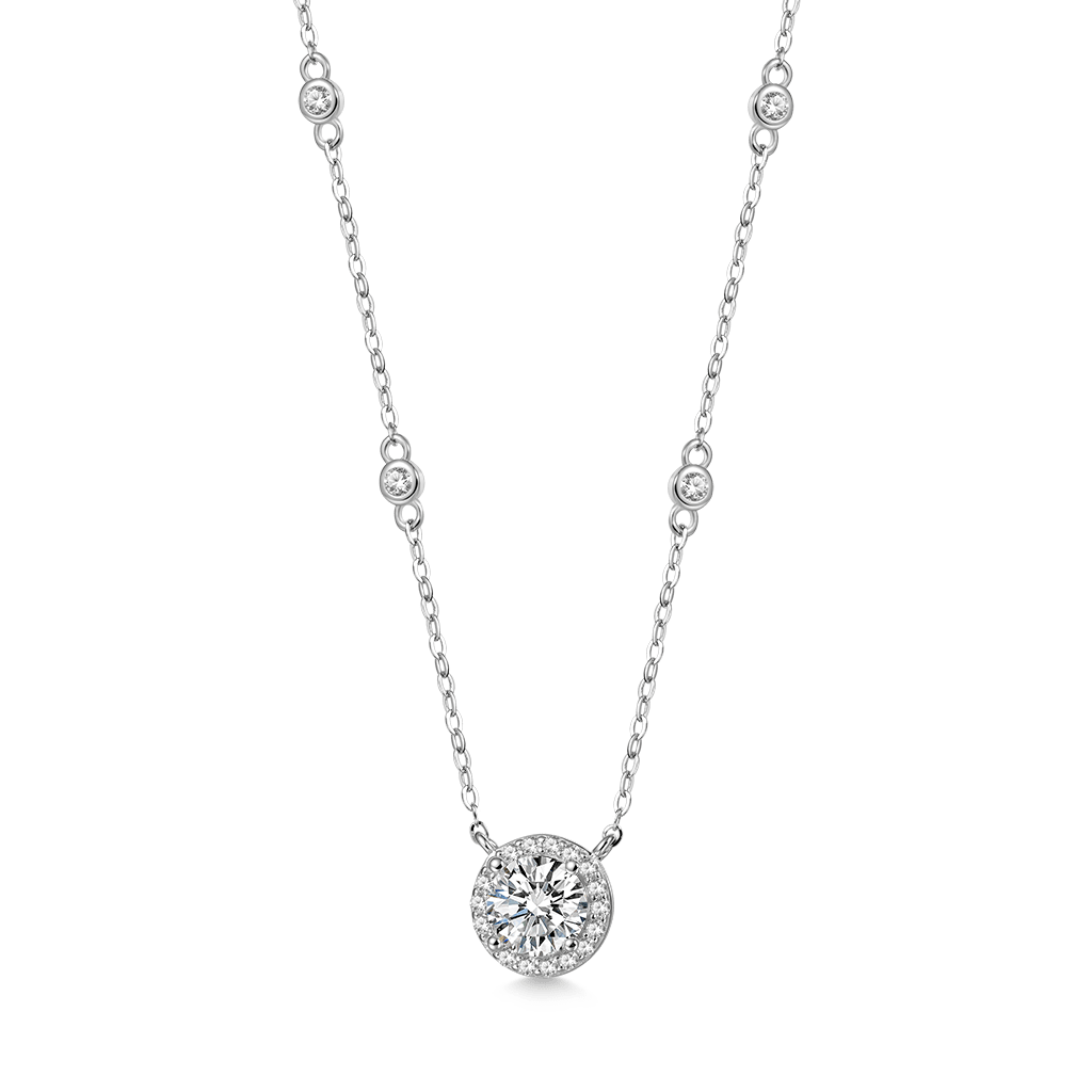 Gnoce 1CT Round VVS Moissanite Frame Station Necklace_1