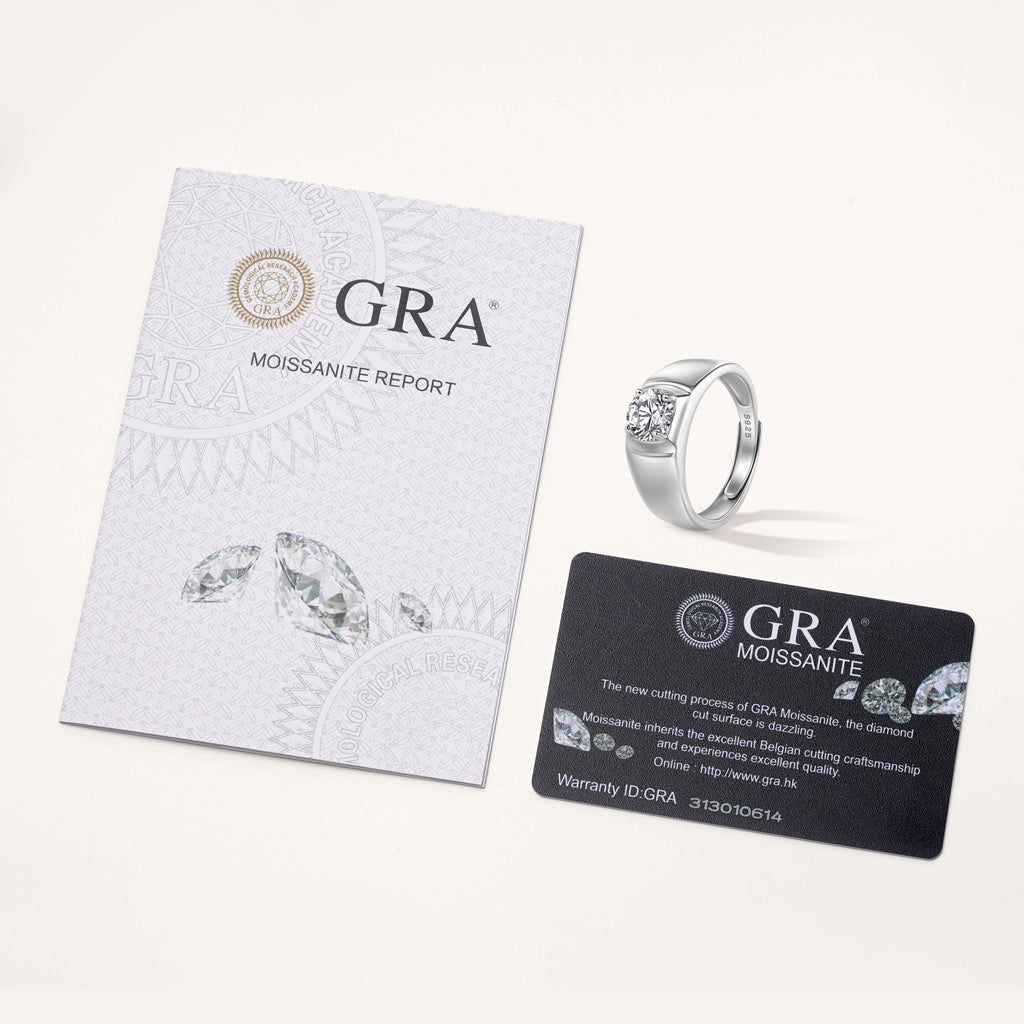 Gnoce Brilliant 1Ct Moissanite S925 Solitaire Men Engagement Ring_3