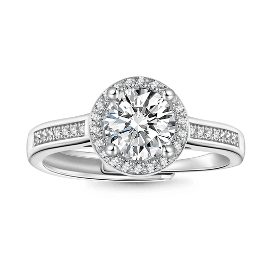 Gnoce Shiny Round Halo 925S & VVS Moissanite Engagement Ring_1