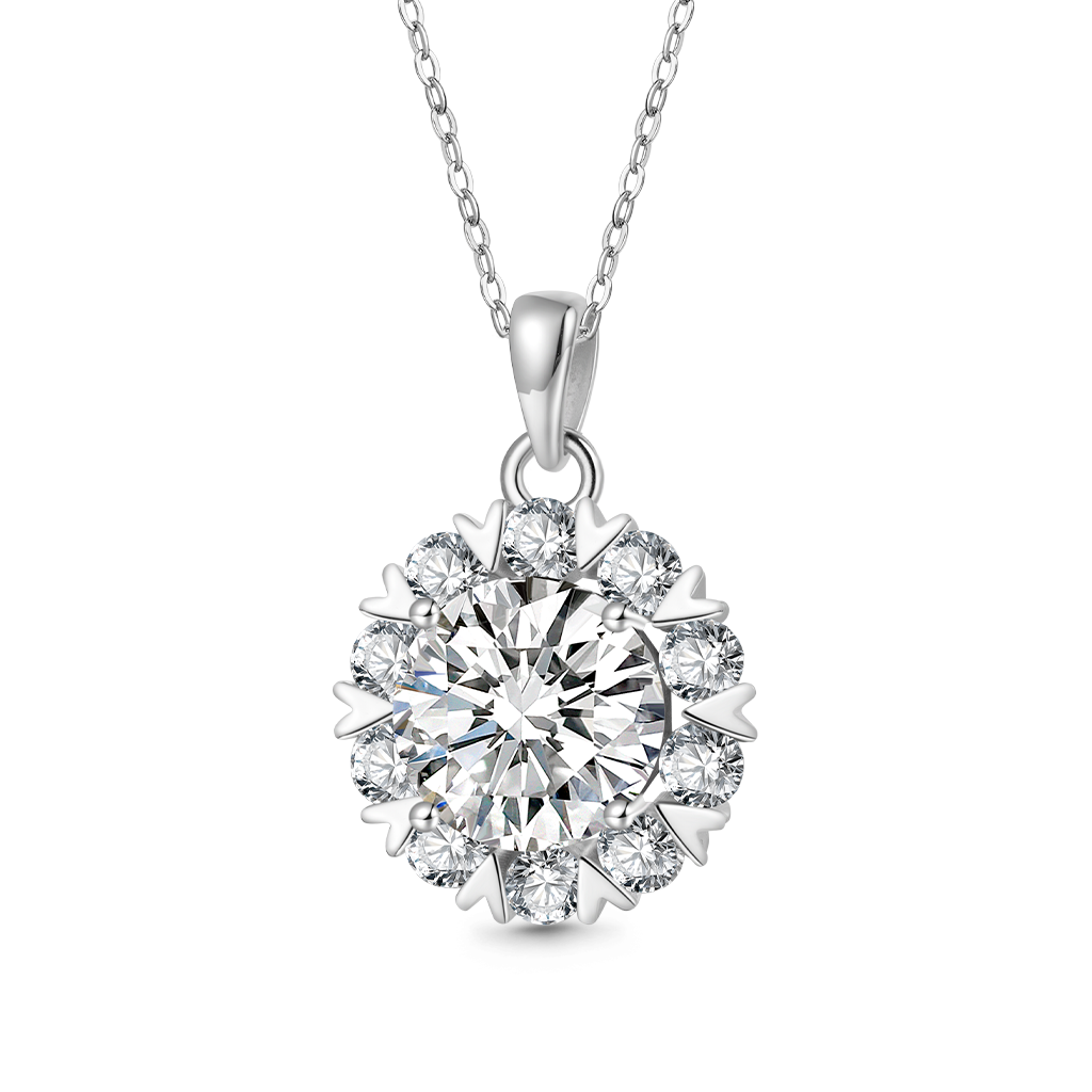 Gnoce Brilliant 5CT Round 925S & VVS Moissanite Sunflower Necklace_1