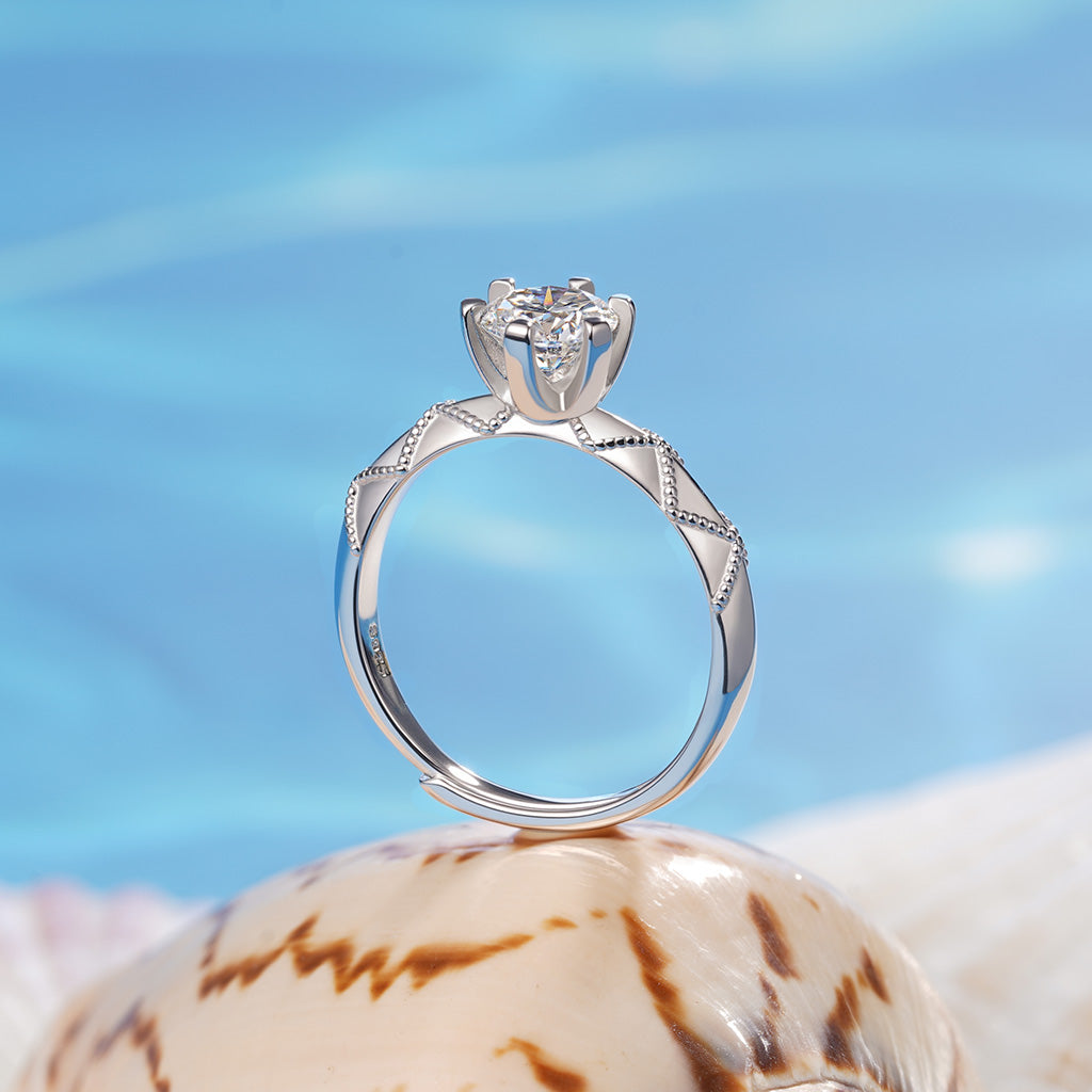 Gnoce Classic 1 Ct Round Halo 925S & VVS Moissanite Engagement Ring_3