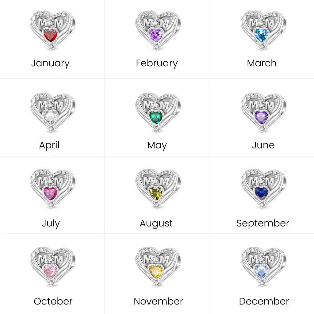 Gnoce Mother's Day Heart Birthstone Charm_5
