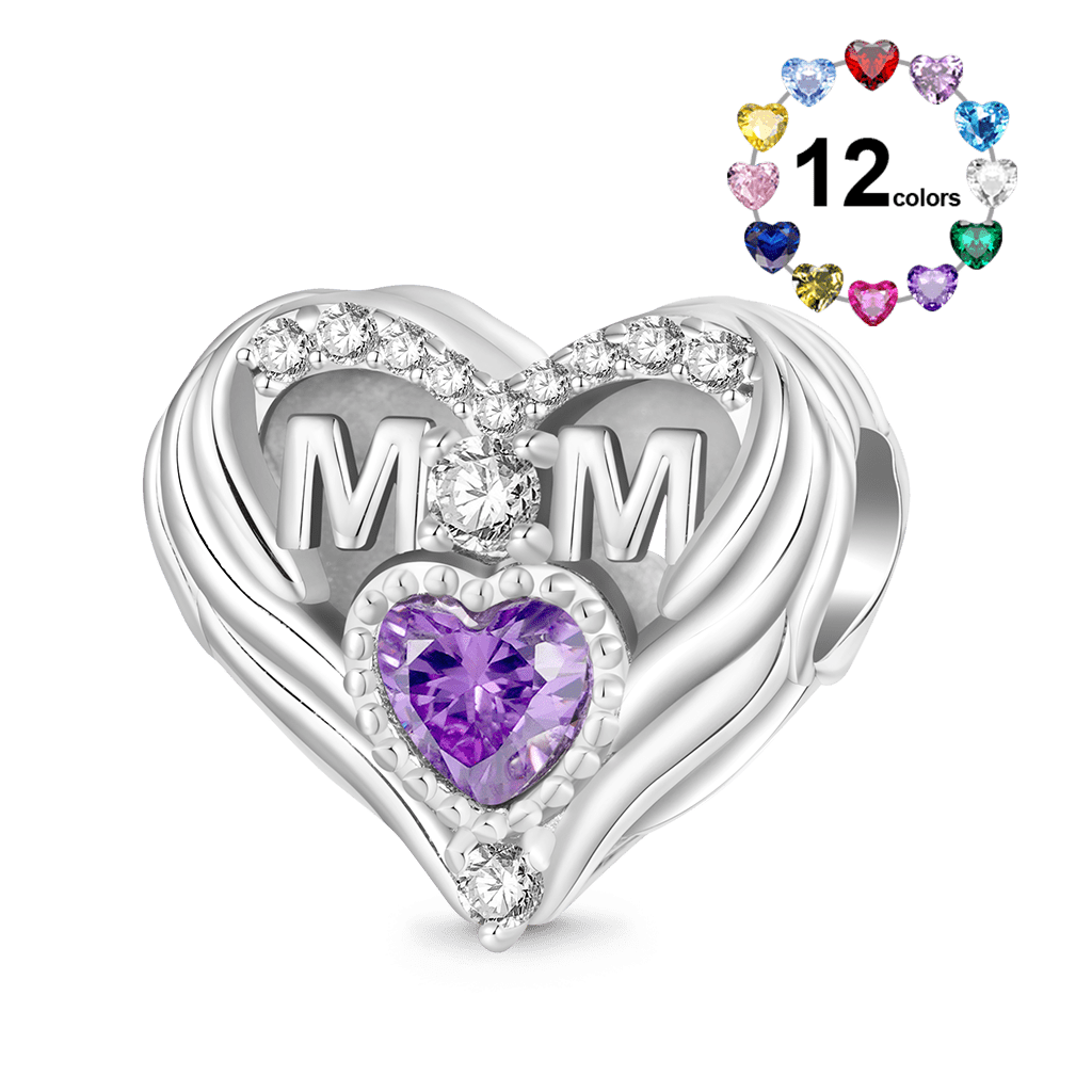 Gnoce Mother's Day Heart Birthstone Charm_1