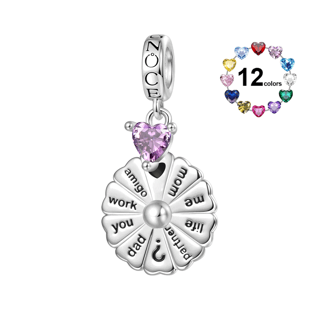 Gnoce Spinning Turntable Inlaid with Birthstone Pendant Dangle Charm_1