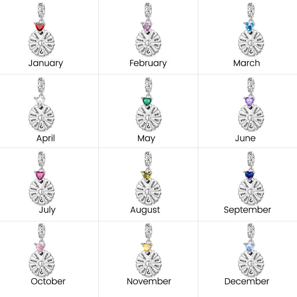 Gnoce Spinning Turntable Inlaid with Birthstone Pendant Dangle Charm_5