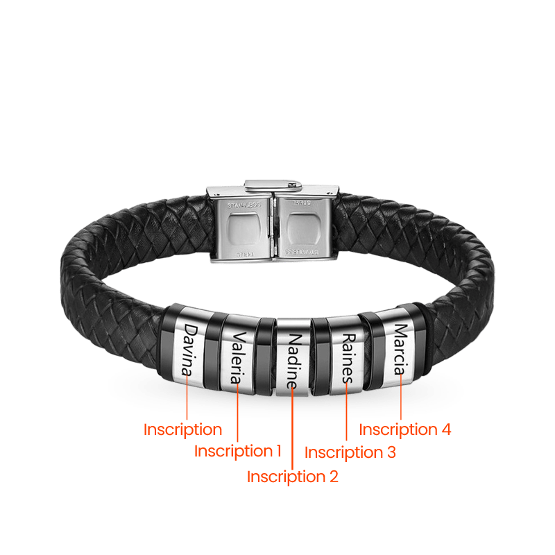 Gnoce Mens Braided Leather Bracelet with Magnetic Clasp_2