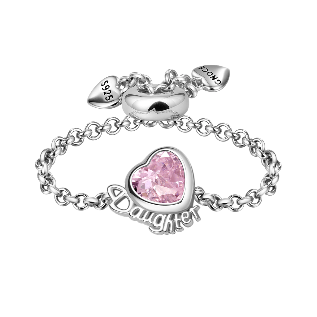 Gnoce Daughter Heart Birthstone Adjustable Chain Ring_2