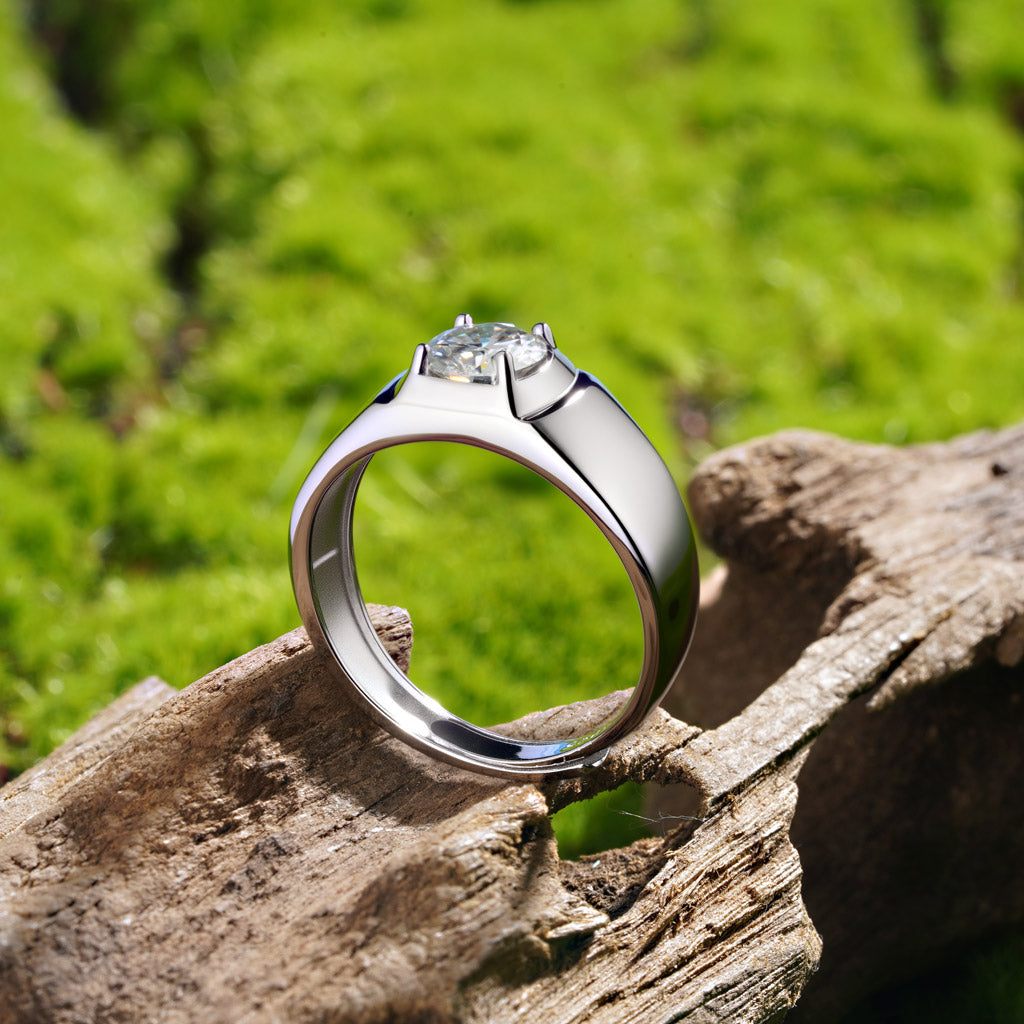 Gnoce Brilliant 1Ct Moissanite S925 Solitaire Men Engagement Ring_4