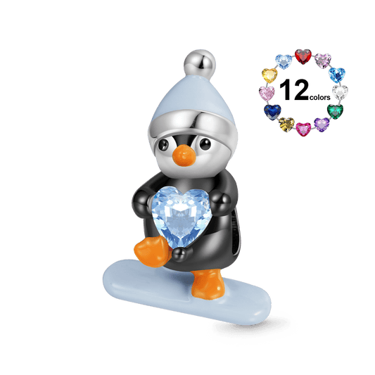 Gnoce Penguin Snowboarding Embraces Love Charm_1