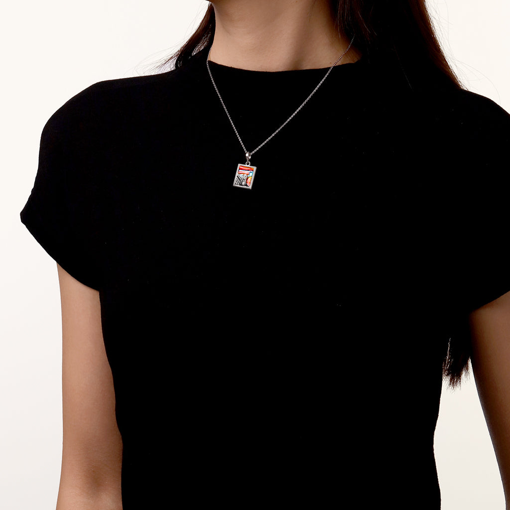 Gnoce Horror Chewing Scream Square Pendant Dangle Charm_5