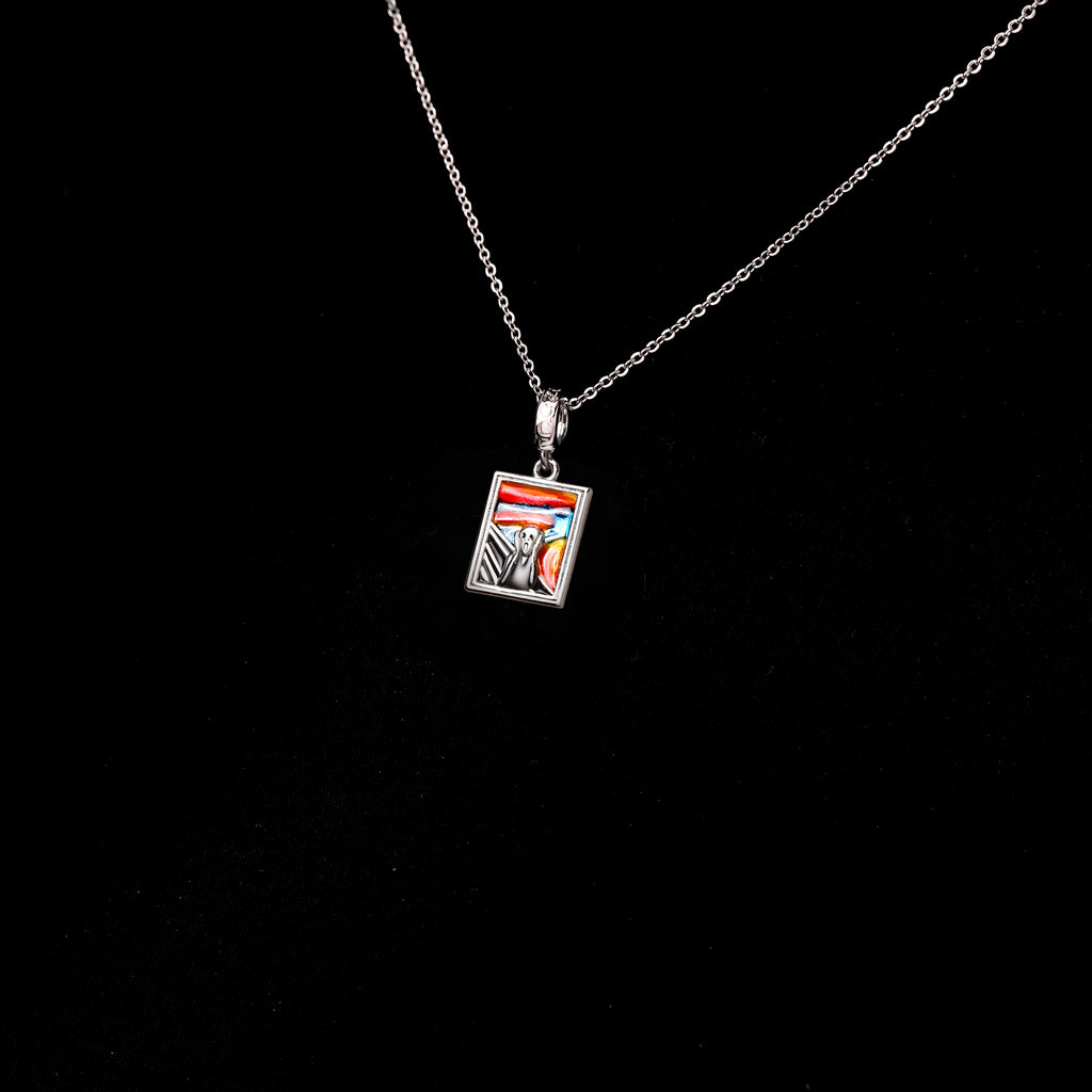 Gnoce Horror Chewing Scream Square Pendant Dangle Charm_6