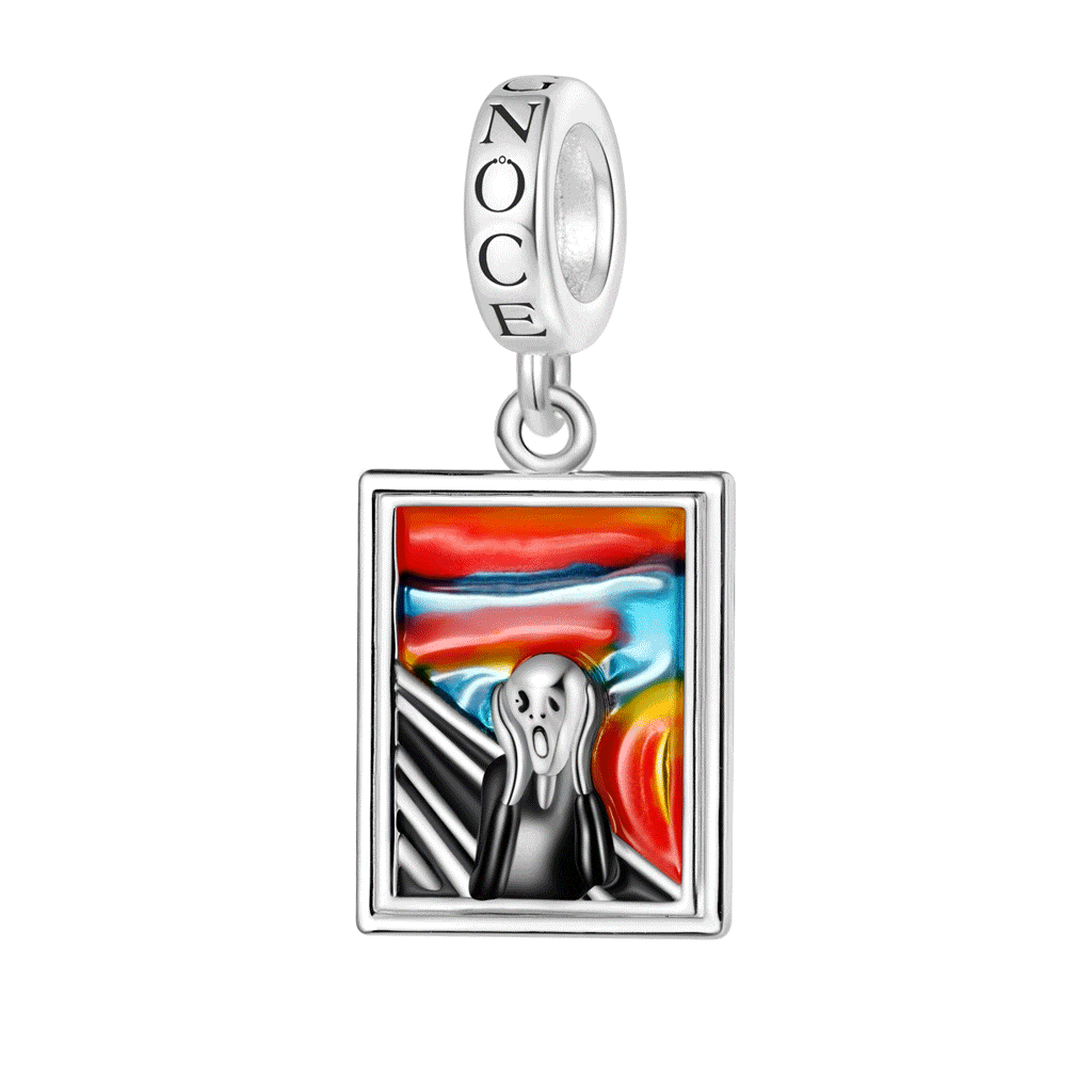 Gnoce Horror Chewing Scream Square Pendant Dangle Charm_1