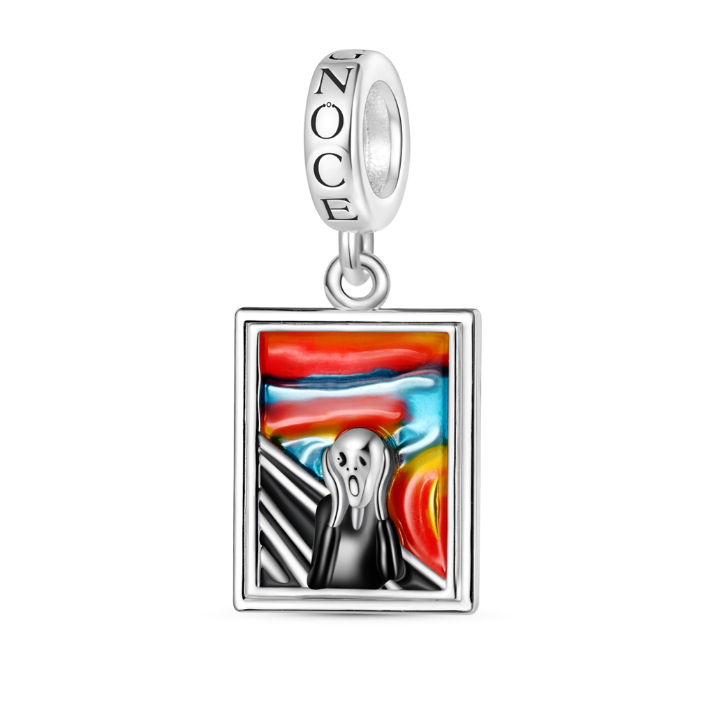 Gnoce Horror Chewing Scream Square Pendant Dangle Charm_2