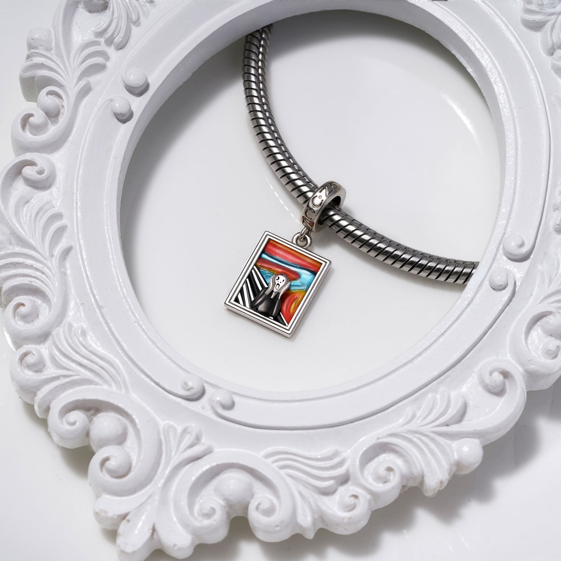 Gnoce Horror Chewing Scream Square Pendant Dangle Charm_4