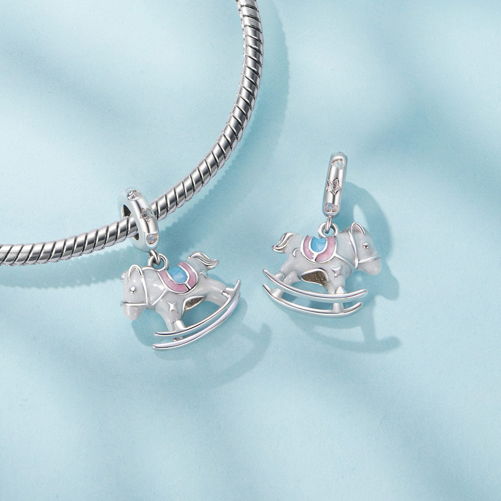 Gnoce Amusement Park Exquisite Wooden Horse Pendant Dangle Charm_2