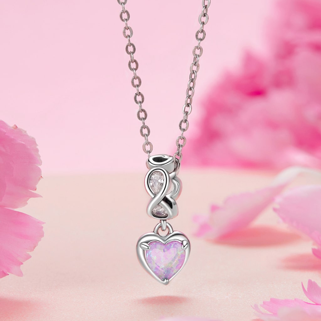 Gnoce Heart of Eternity Opal Pendant Dangle Charm_3