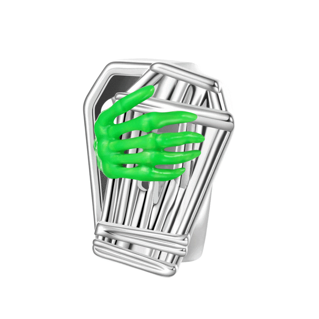 Gnoce Halloween Coffin Green Luminous Skeleton Hand Charm_1
