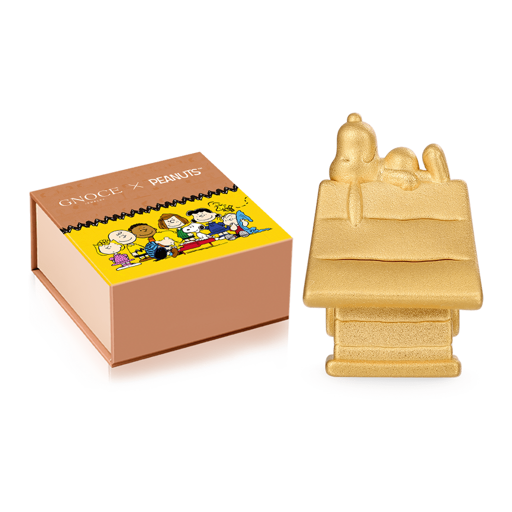 Gnoce 18k Gold Peanuts Snoopy Doghouse Stopper Charm_2