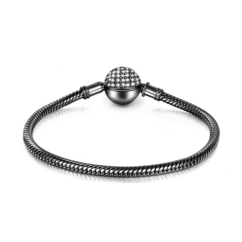 Black Crystal Round Shape Bracelet Sterling Silver Black Plated_2