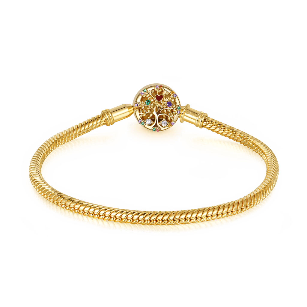 Tree of Life Bracelet Sterling Silver 18K Gold Plated Inlaid with Colorful Stones_2