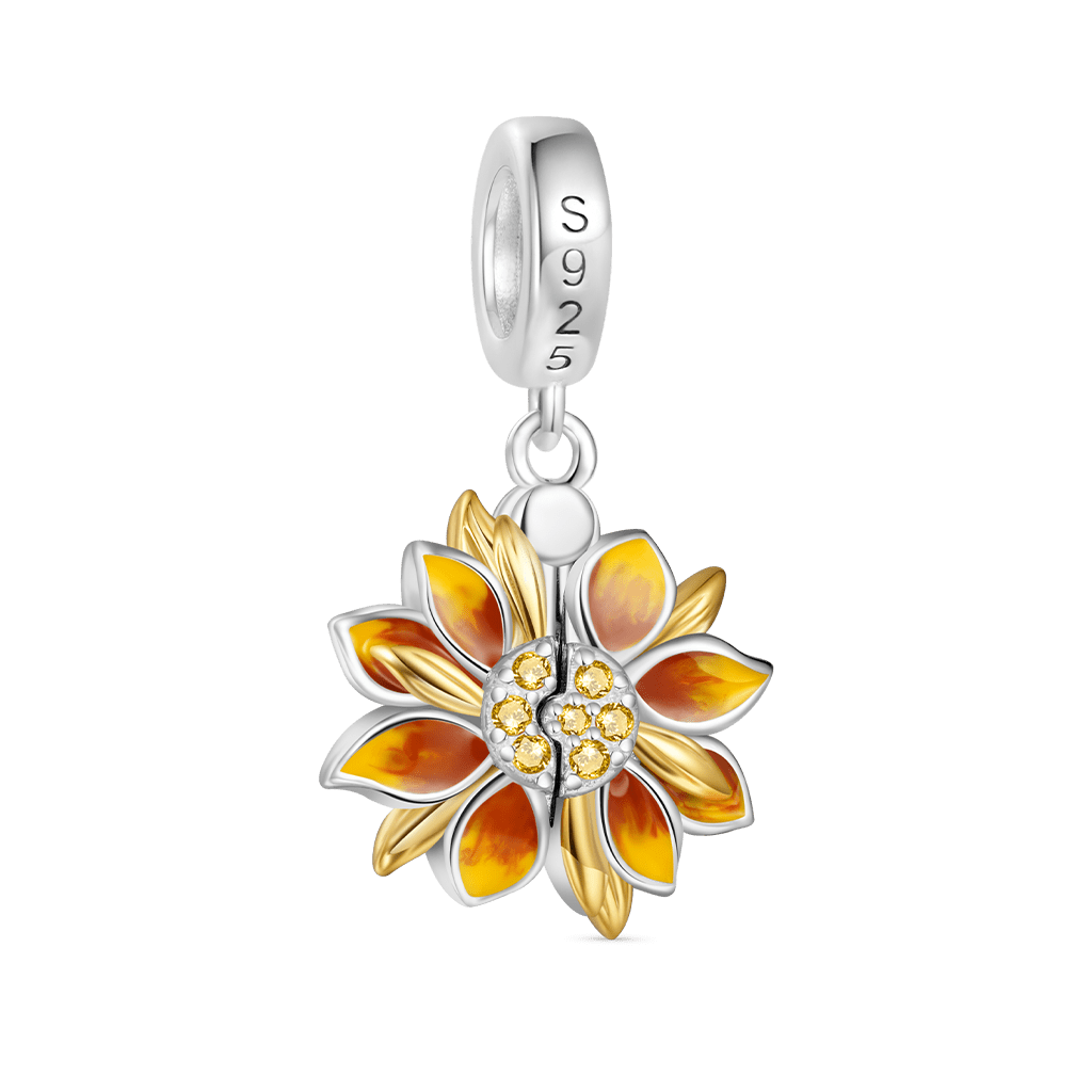 Gnoce Double-Layer Openable Sunflower Engravable Pendant Dangle Charm_4