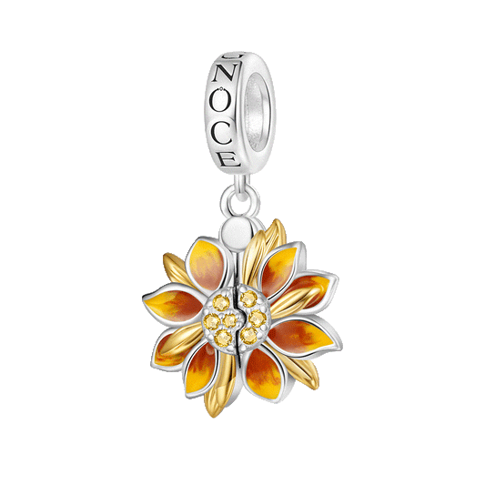 Gnoce Double-Layer Openable Sunflower Engravable Pendant Dangle Charm_1
