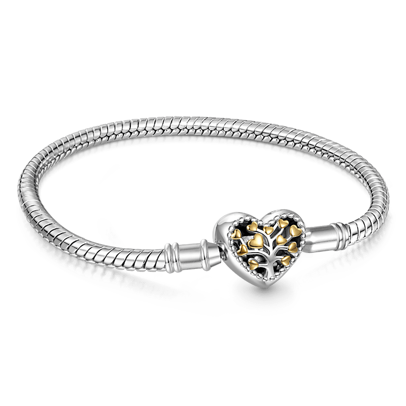 Gnoce Tree of Life Heart Basic Snake Chain Bracelet_1
