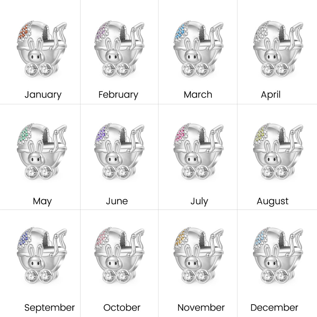 Gnoce Cute Bunny Baby Carriage Engravable Charm_4