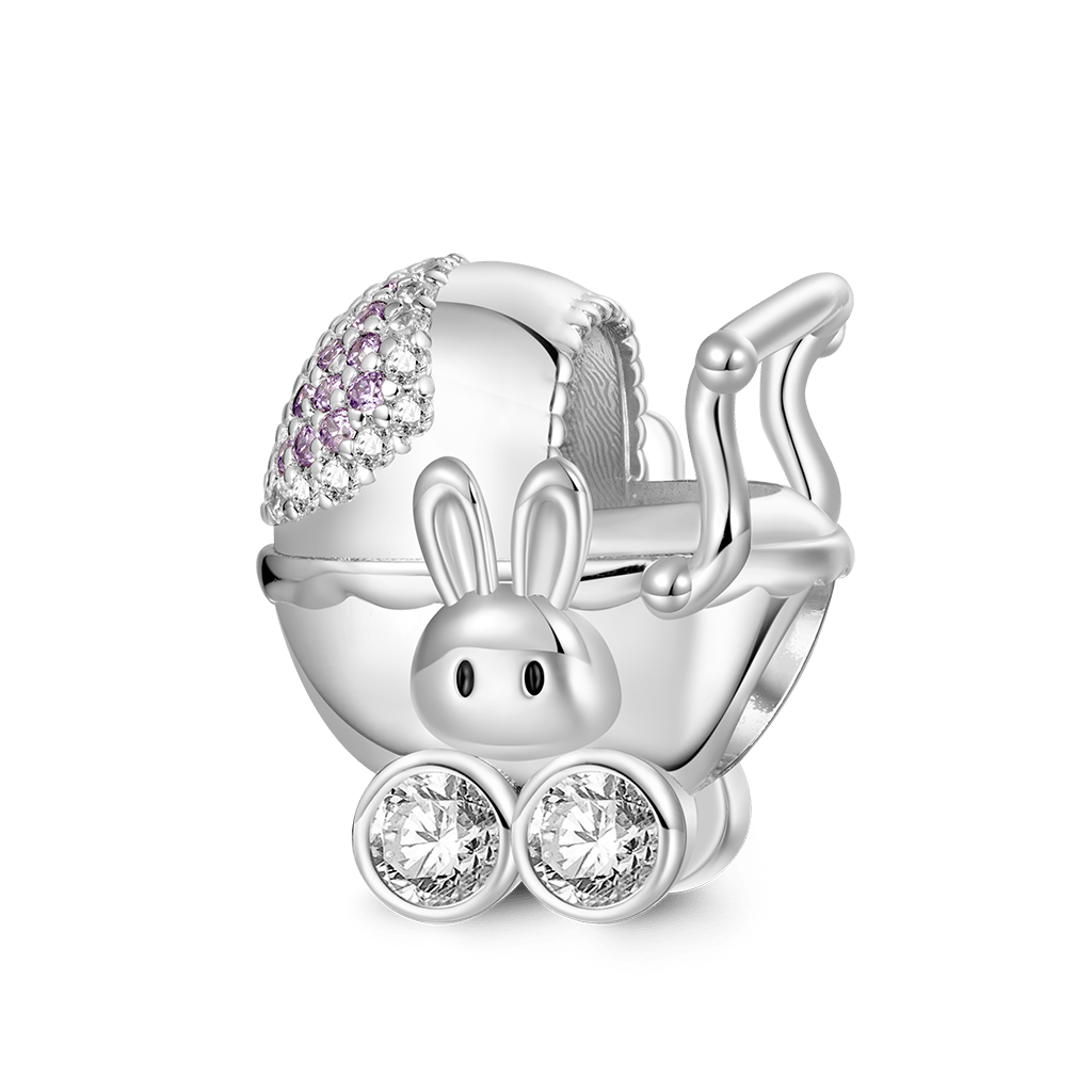 Gnoce Cute Bunny Baby Carriage Engravable Charm_1