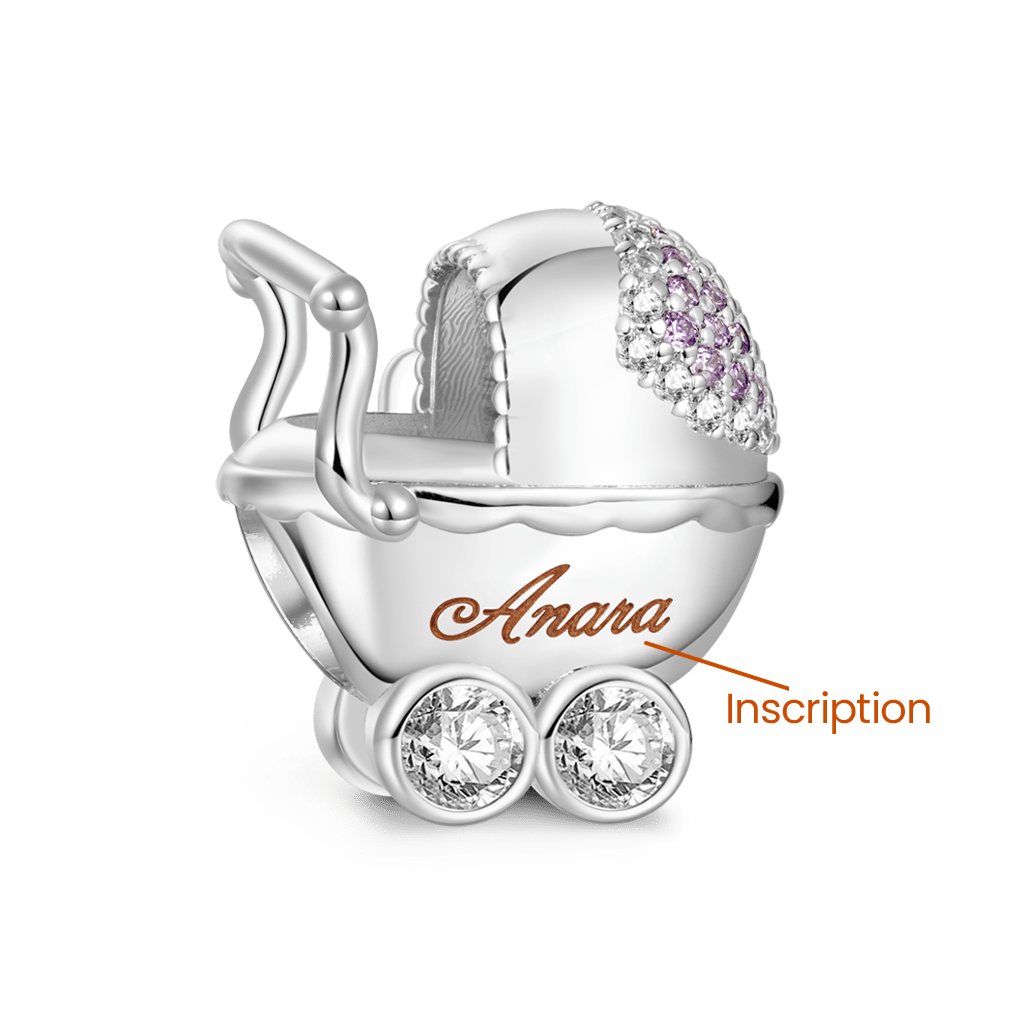 Gnoce Cute Bunny Baby Carriage Engravable Charm_3