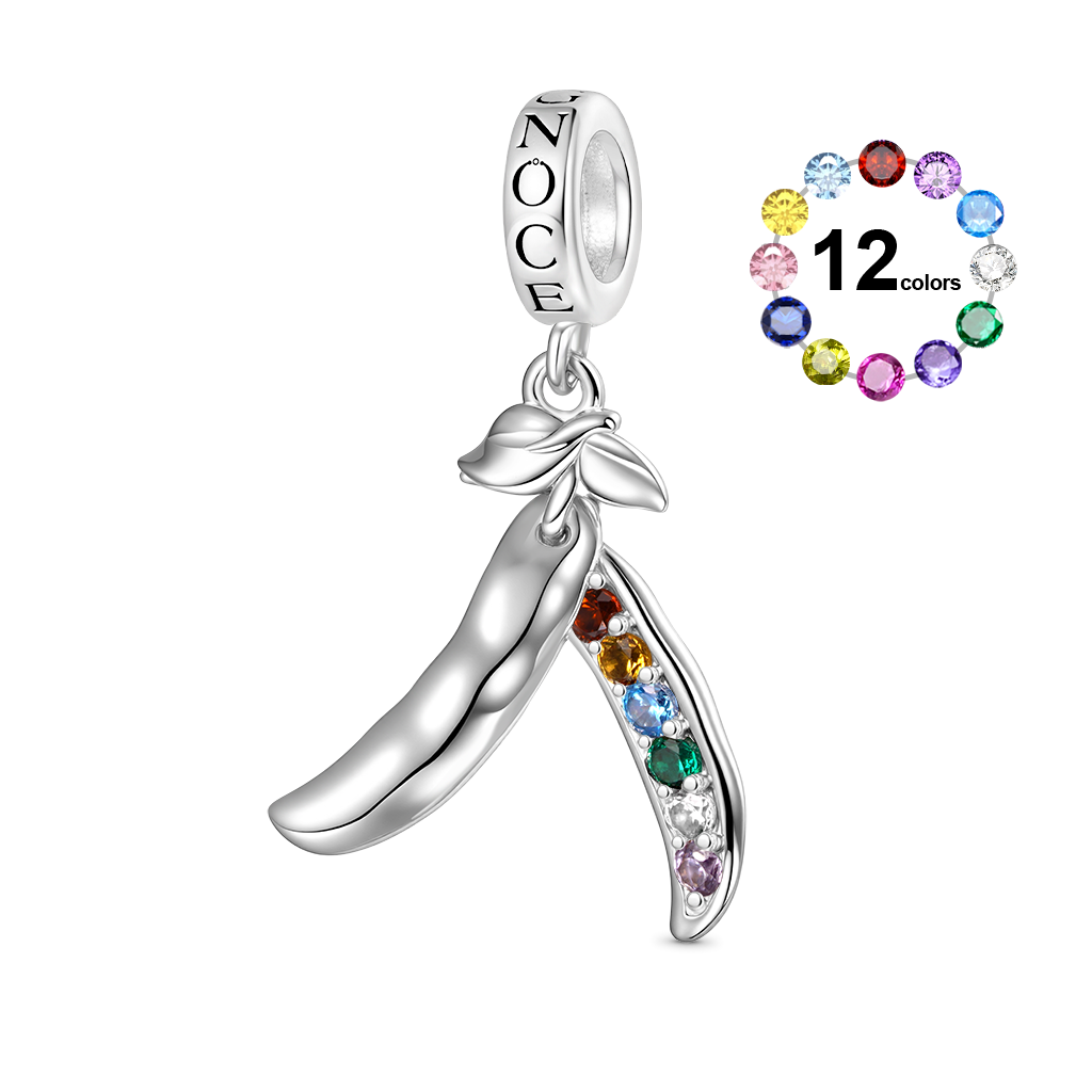 Gnoce Personalized Birthstone Six Peas in a Pod Pendant Dangle Charm_1