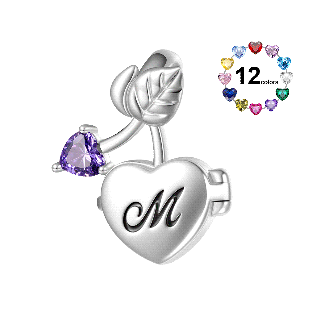 Gnoce Cherry Heart Birthstone Personalized Photo Charm_6