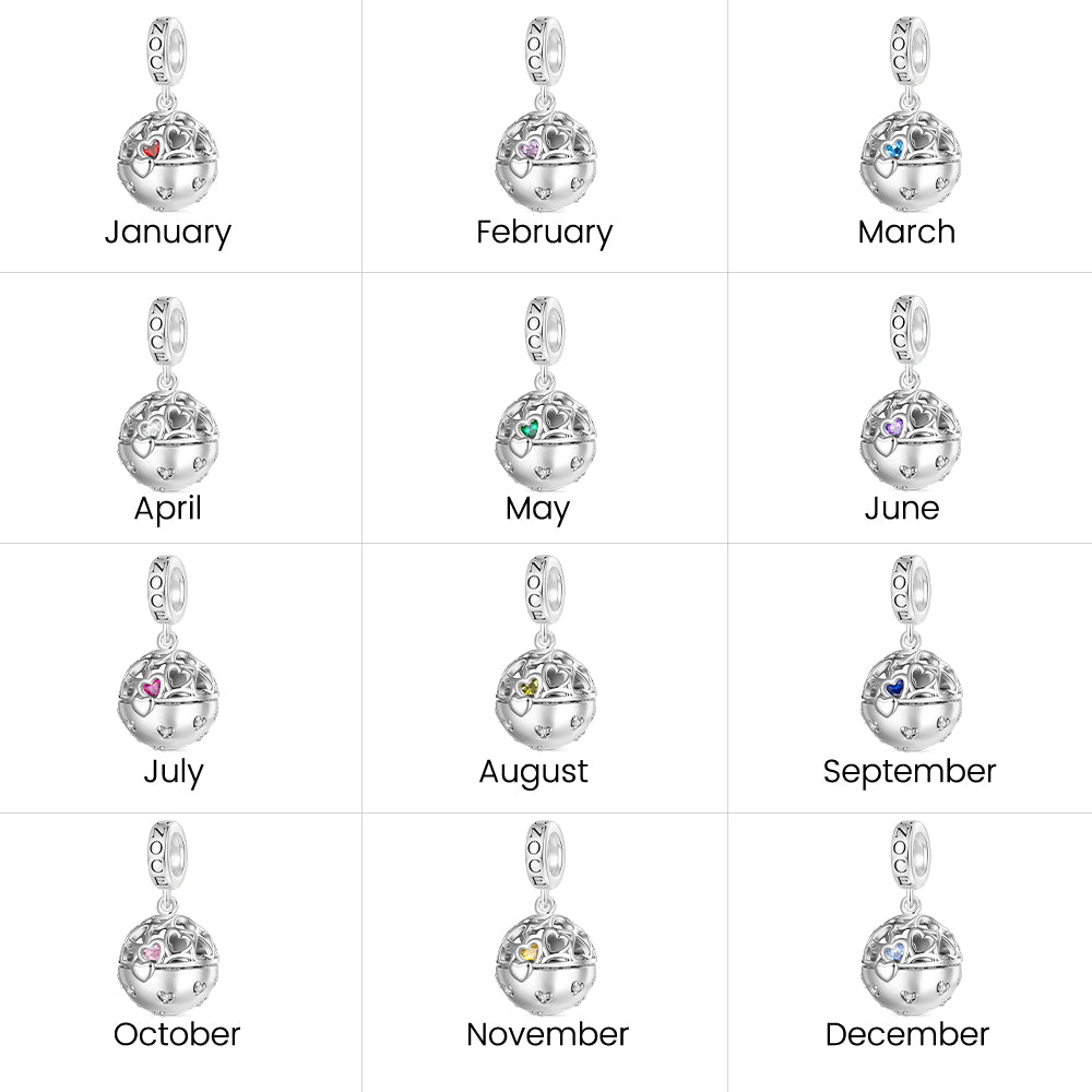 Gnoce Surprise Ball with Birthstone Ring Pendant Dangle Charm_5