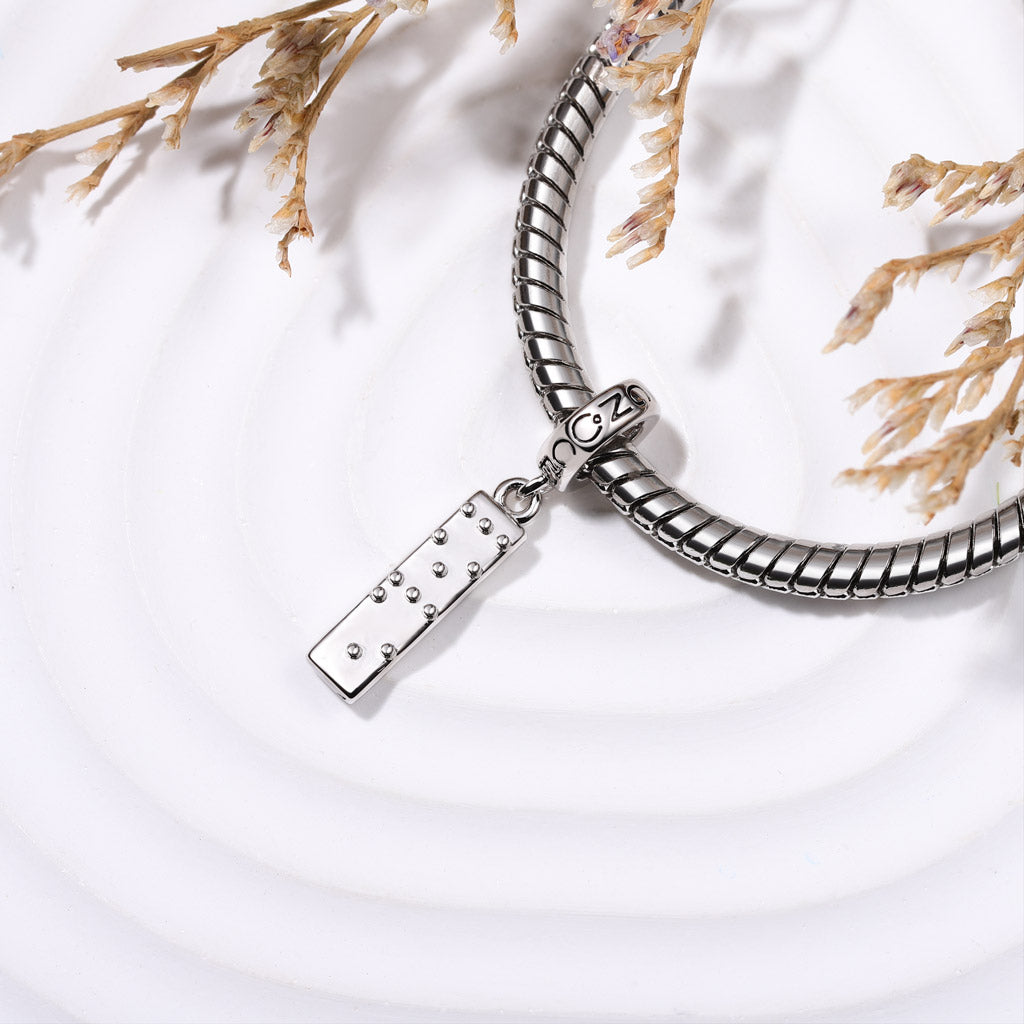 Gnoce Engravable Love Braille Meaningful Pendant Dangle Charm_4