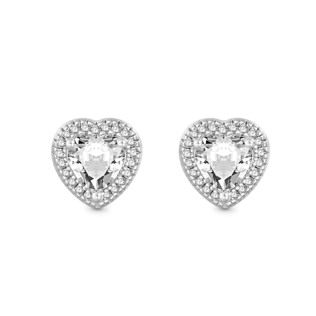 Gnoce Brilliant Heart Diamond Halo Stud Earrings_1