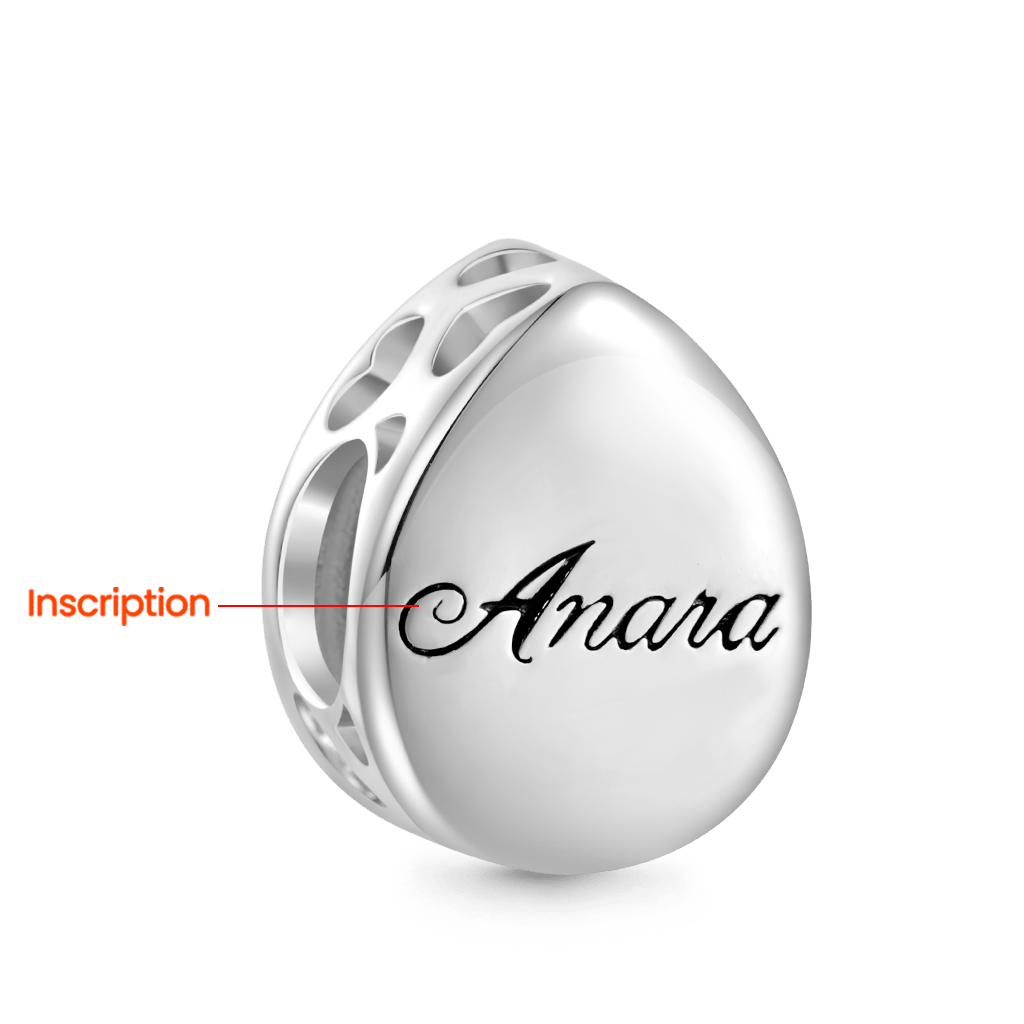 Gnoce Pear-shaped Black Hair Quartz Inlaid with Engravable Charm_3