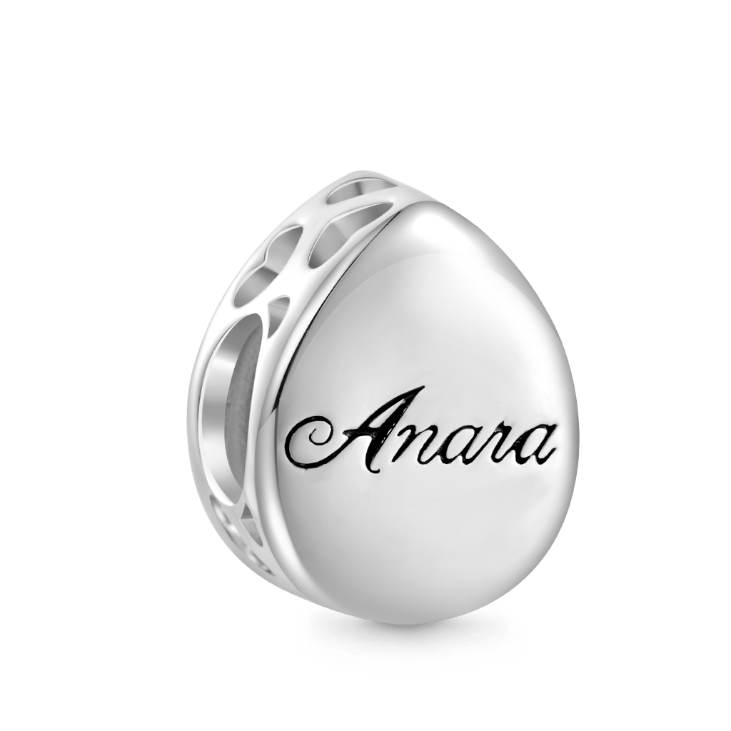 Gnoce Pear-shaped Black Hair Quartz Inlaid with Engravable Charm_2