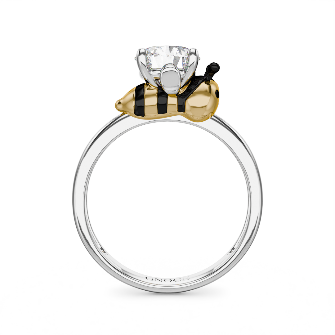 Gnoce Bee Embraces Moissanite Round Cut Ring_5