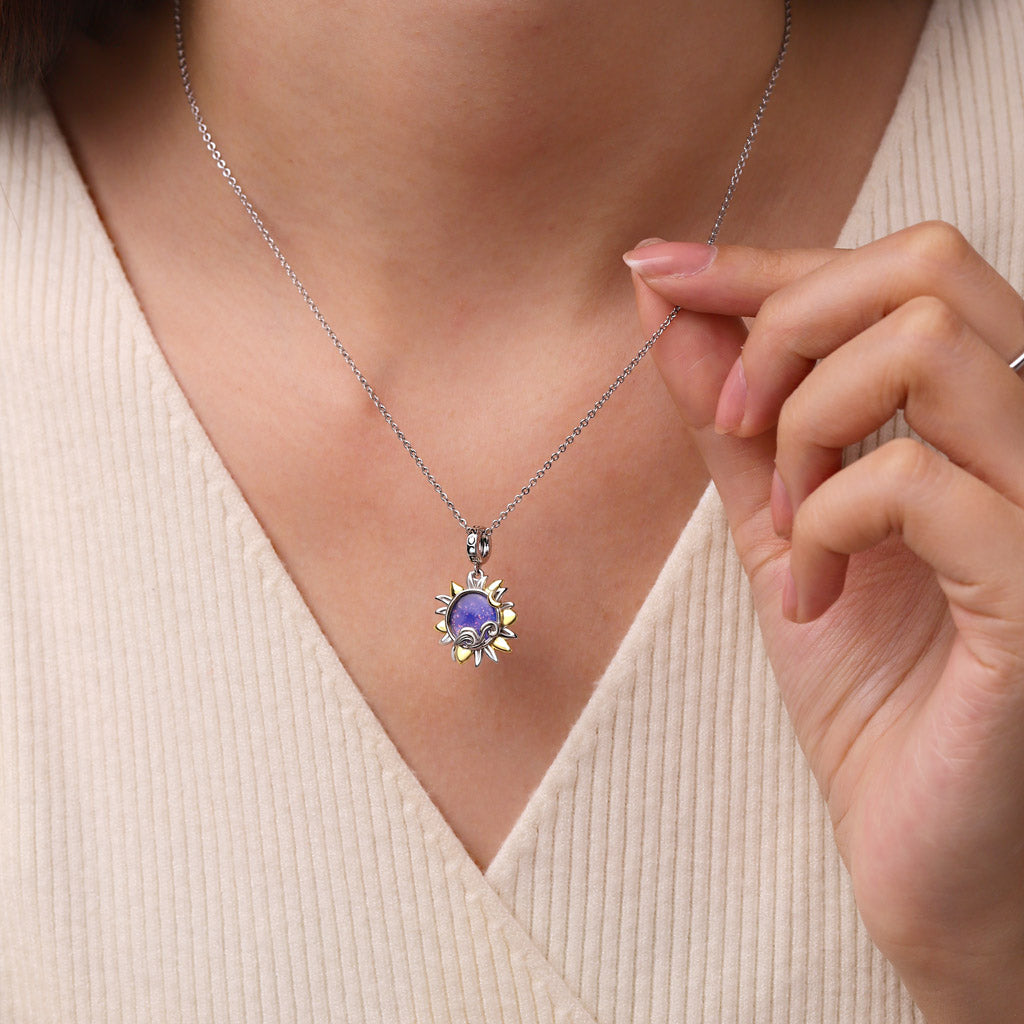 Gnoce Starry Night Sunflower Glow-in-the-Dark Pendant Dangle Charm_6