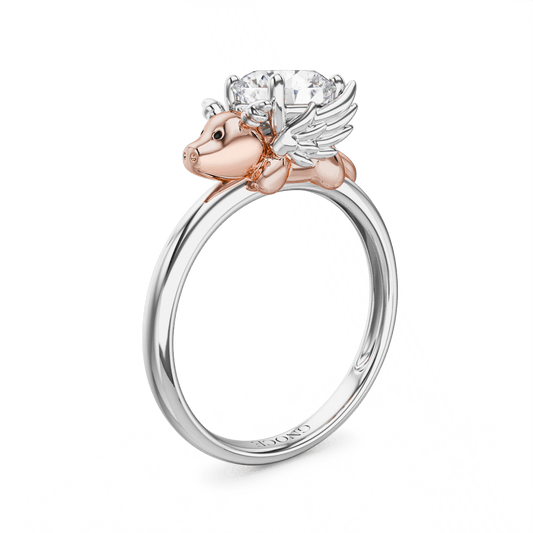 Gnoce Persimmon Dragon Embraces Moissanite Round Cut Ring_1